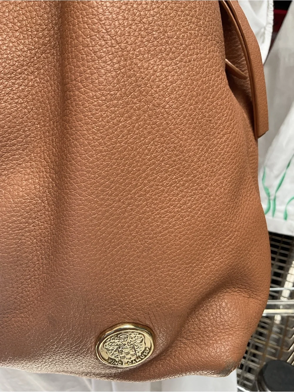 Vince CAMUTO Women's Tan Leather Hobo Bag with Gold Hardware